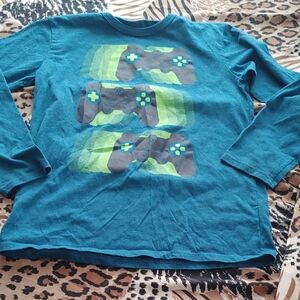 👌Free Add Place Teal Long Sleeve Shirt with Game Controller Print Sz Lg (10-12)